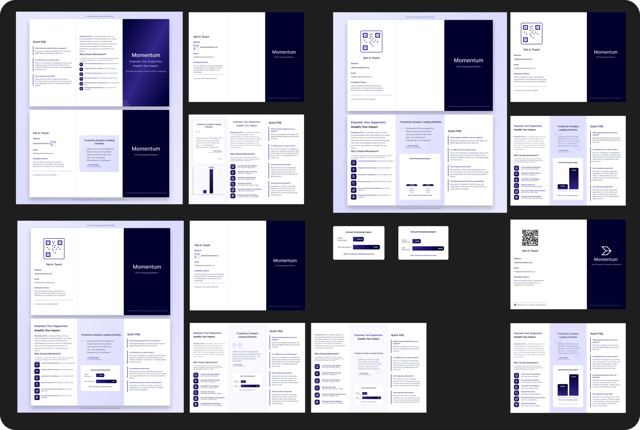Screenshot showing the process of designing the Momentum poduct brochure