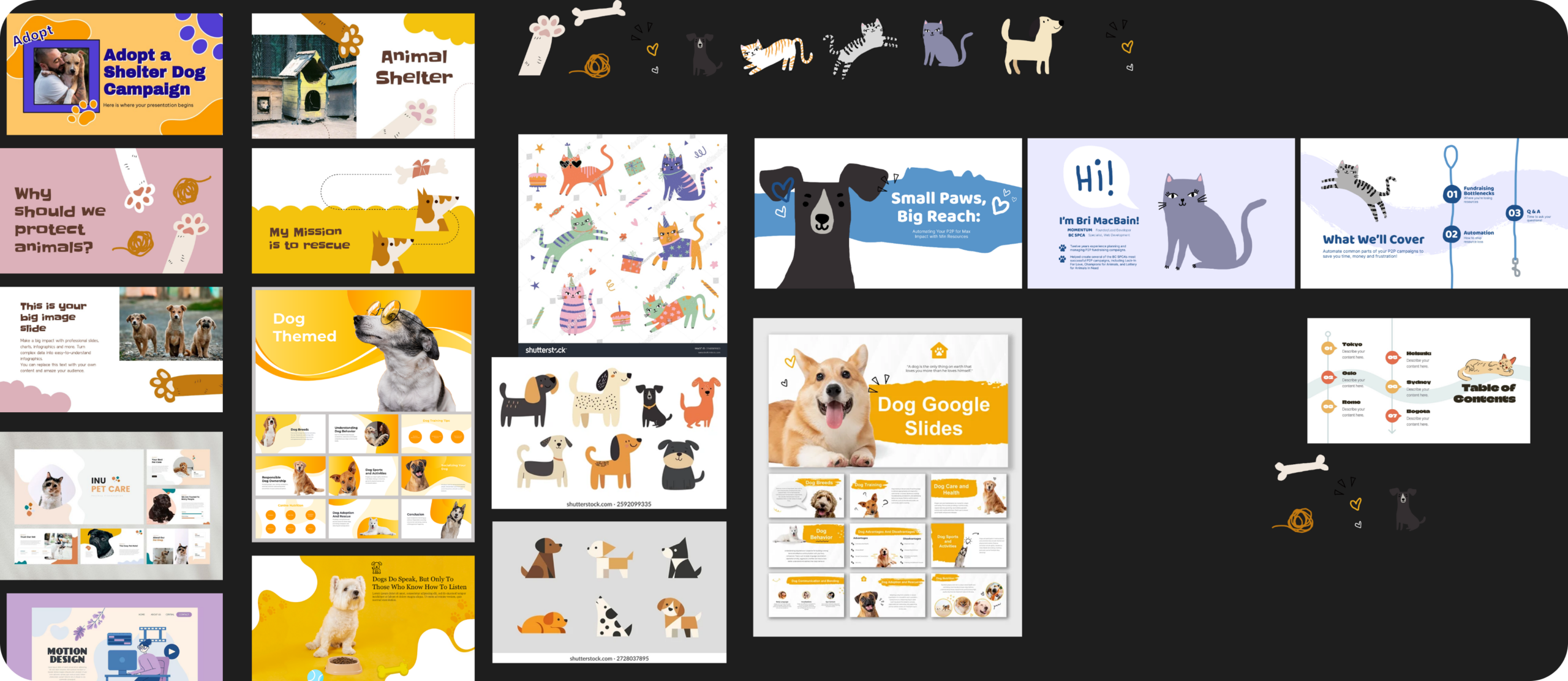 Screenshot showing the process of designing the For The Paws Summit slides