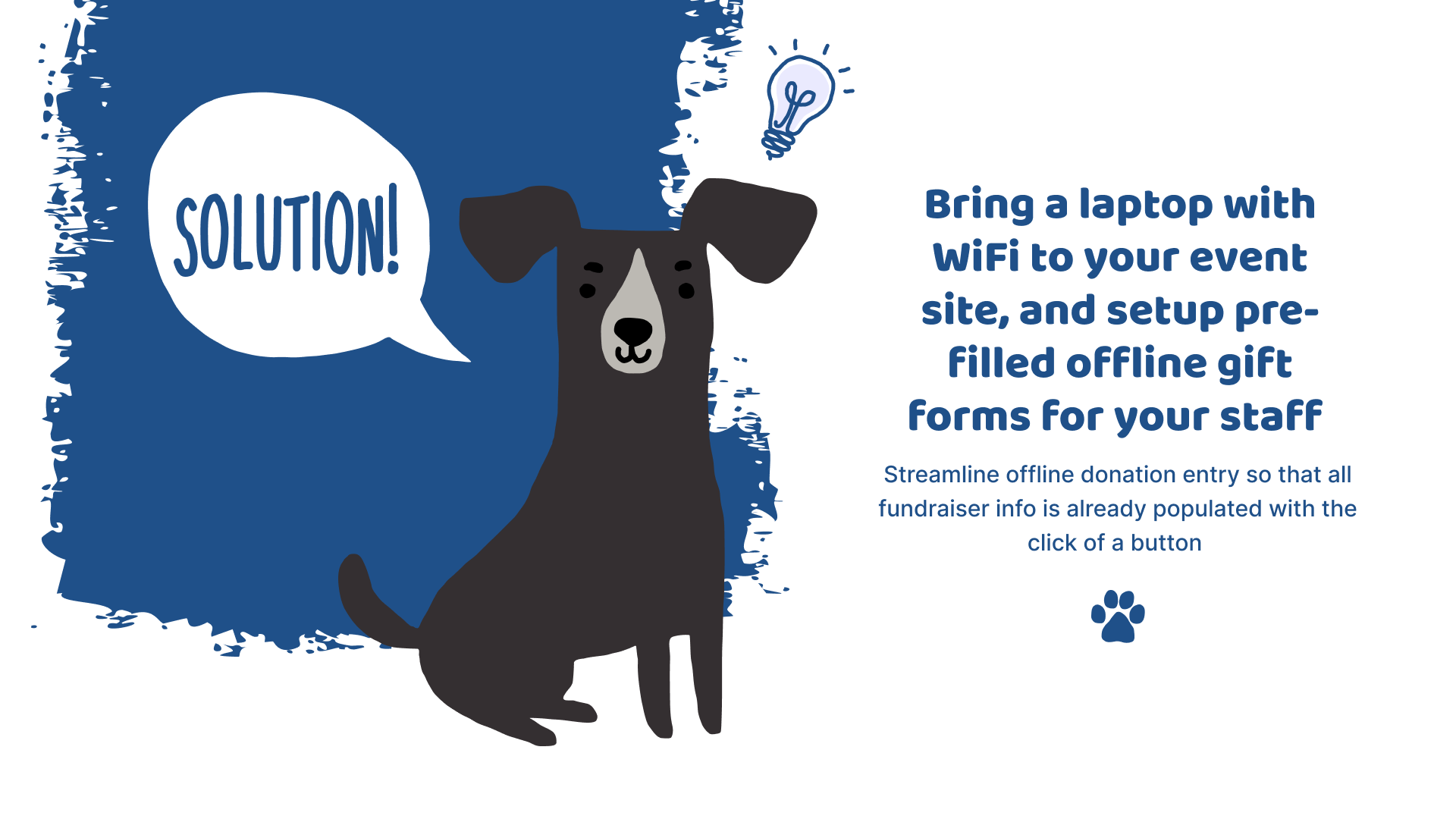 Slide showing typographic design dog and brush stroke graphic