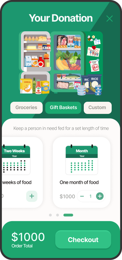 Gift Basket selection menu for the Virtual Food Cart