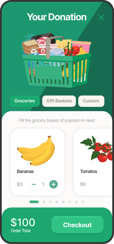 Grocery selection menu of the Virtual Food Cart