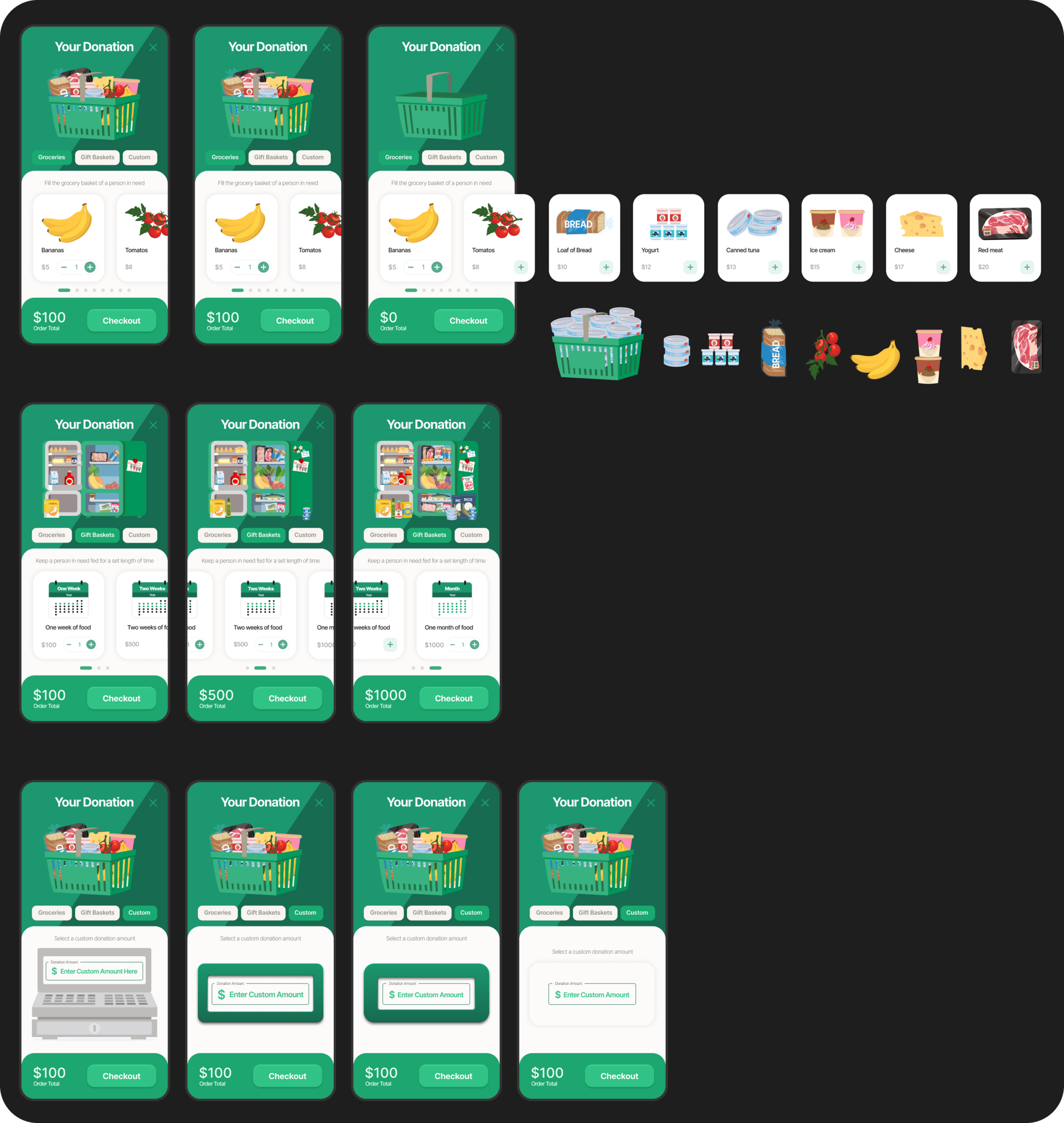 Screenshot showing the process of designing the Virtual Food Cart